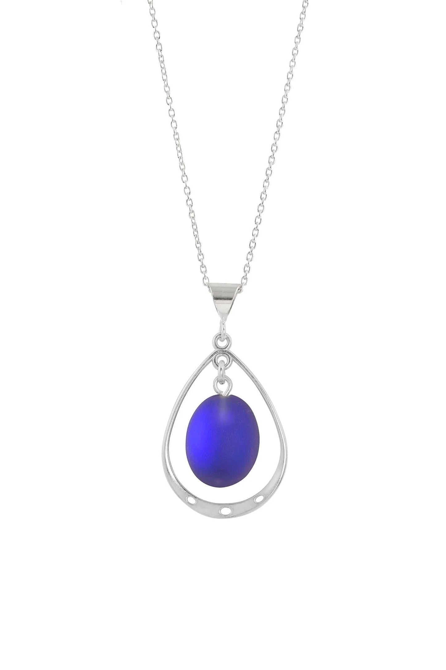 Ovalw/Loop Pendant Nk. Sterling Sil.Glass Crys