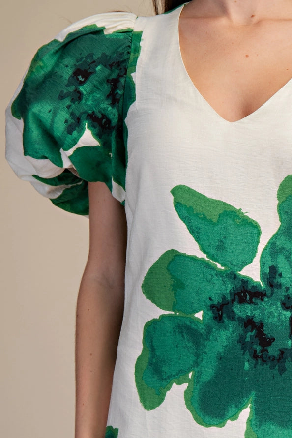 Puff Sleeve A-Line Maxi Dress