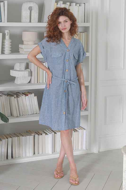 ladies v neck dresses Dress – Bishop Street Market mesh2025crush delicate ruffled short sleeves Gray Bridesmaid Dresses - Color:Ash brown
