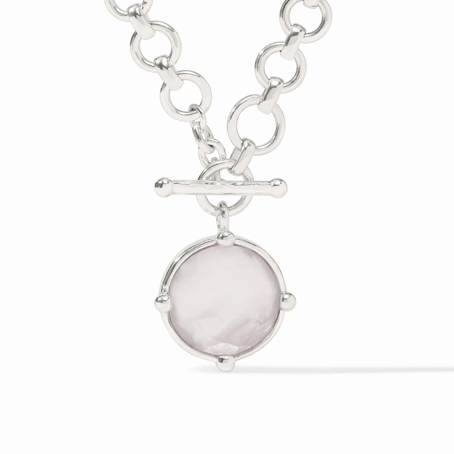 Honeybee Silver Statement Necklace-Iridescent Clear Crystal-OS