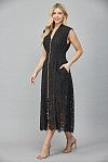 Front Zip Sleeveless Lace Dress