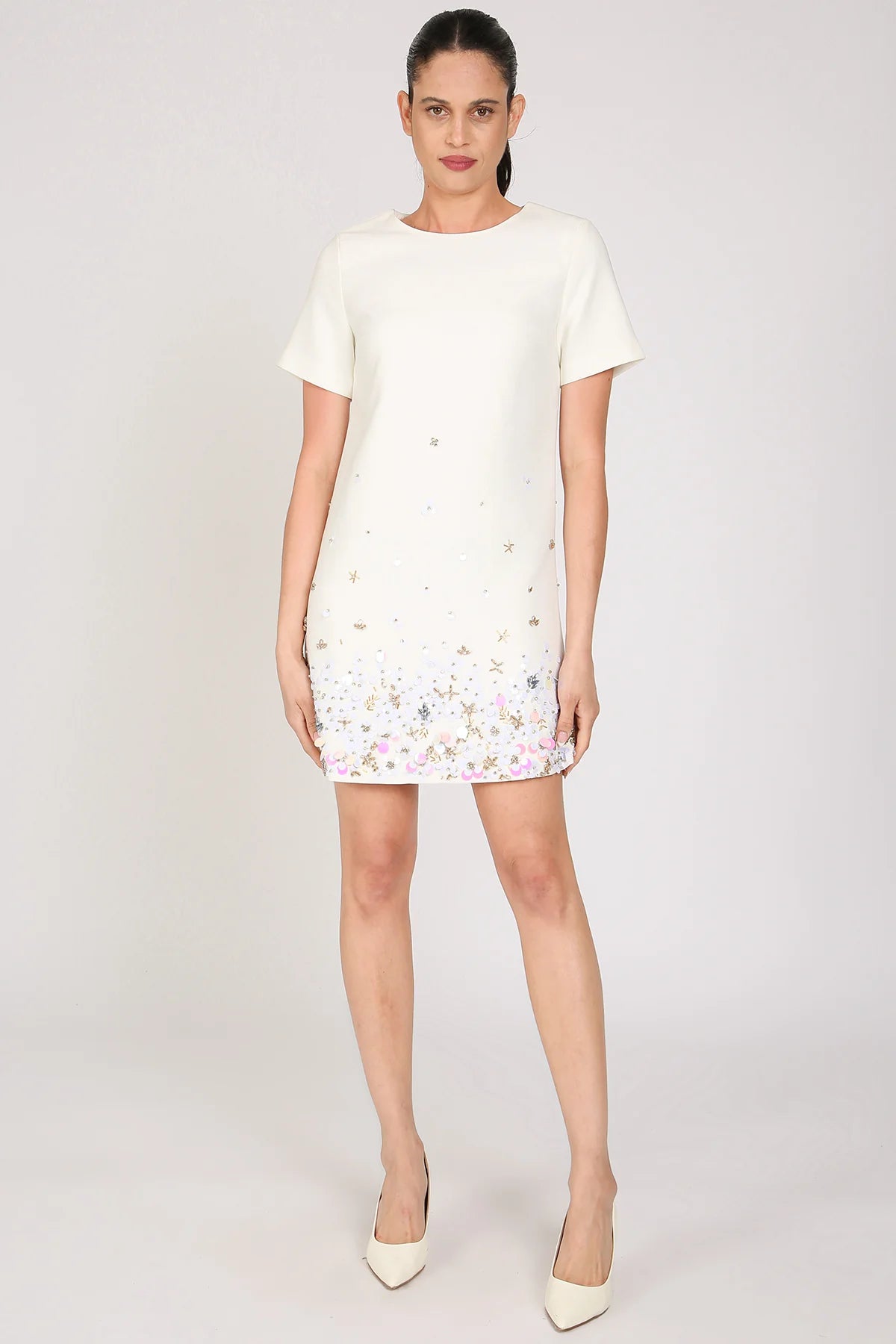 Short Sleeve A-Line Dress w Paillettes Bishop Street Market Short Sleeve A-Line Dress w Paillettes Bishop Street Market