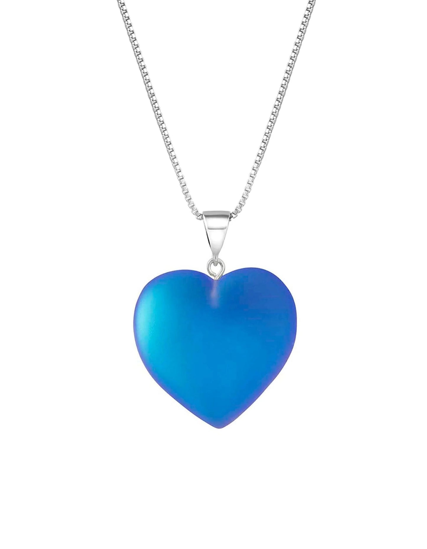 Lg.Heart Pendant Nk. Sterling Sil. Glass Crys