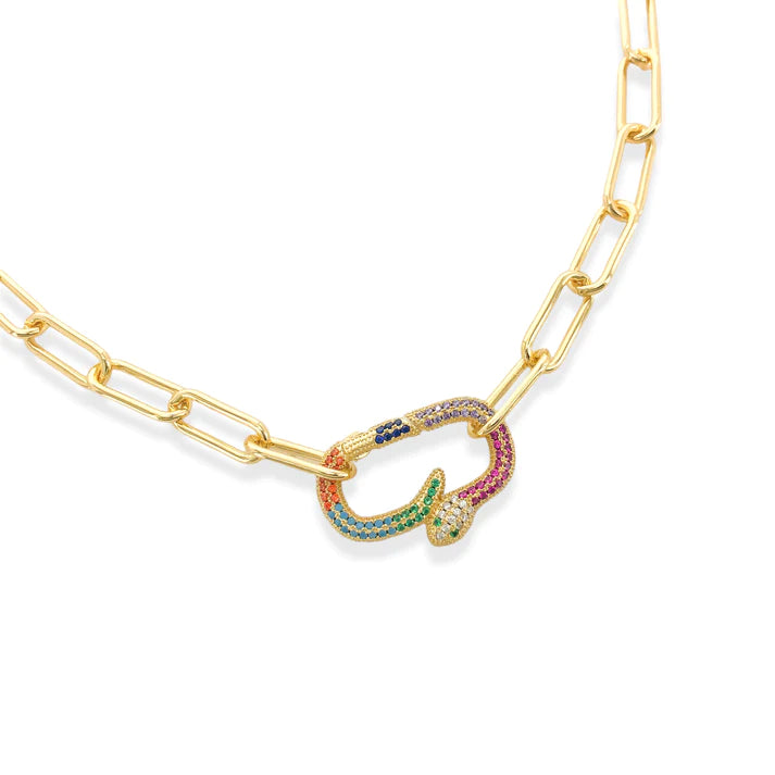 MNK105 Paperclip Chain w/Carabiner Necklace