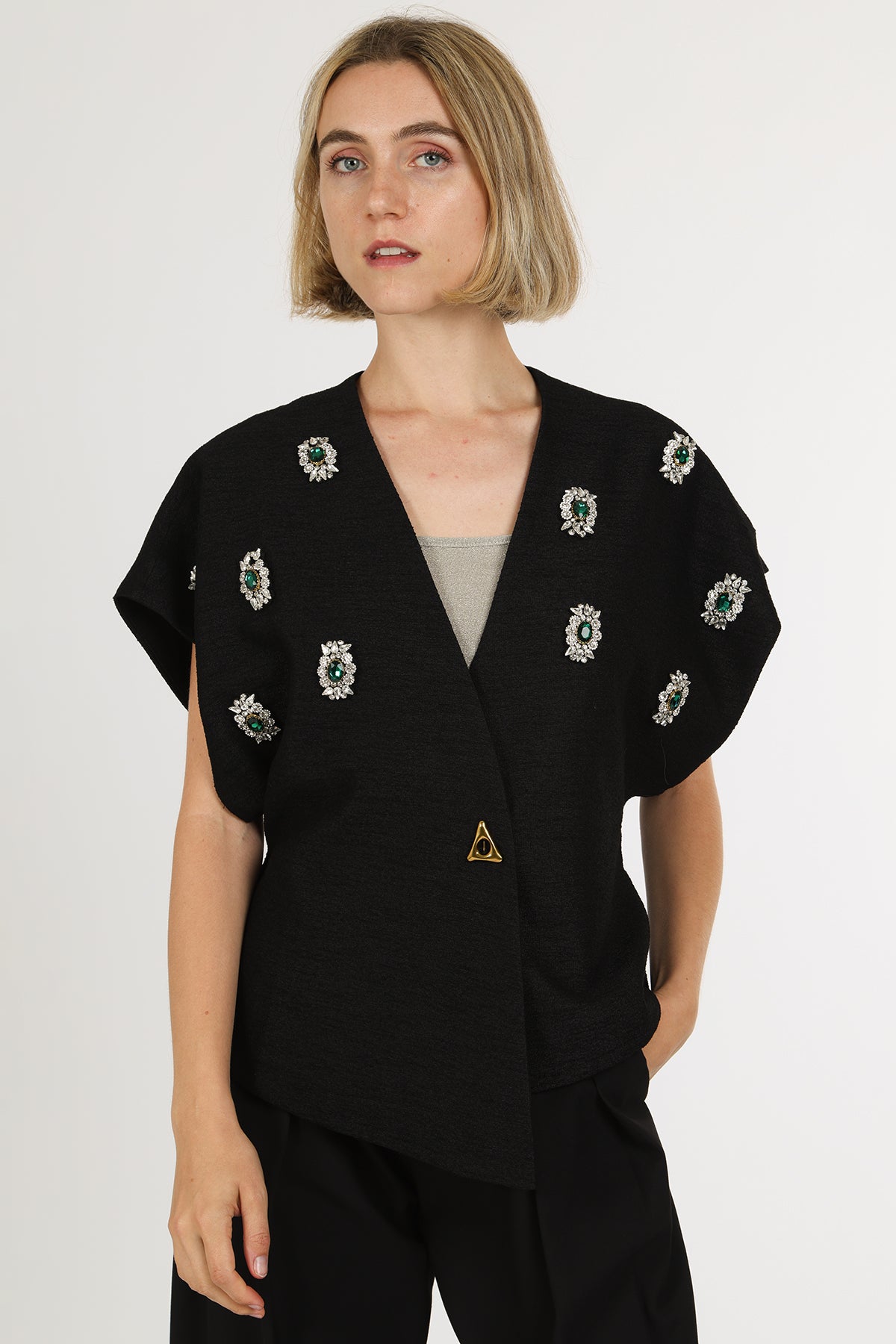 Embellished Statement asymmetric Top