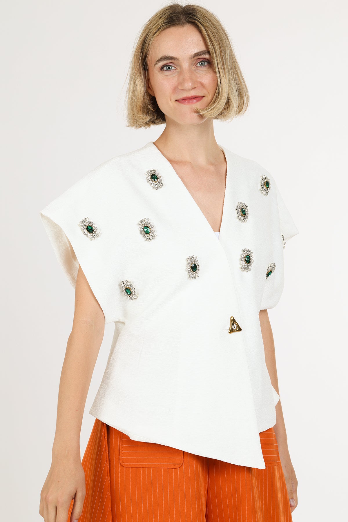 Embellished Statement asymmetric Top