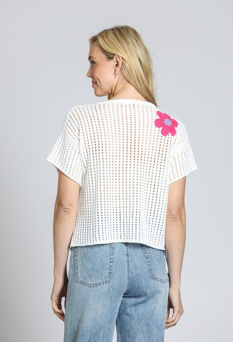 Tape Yarn Pull Over w/Floral Details