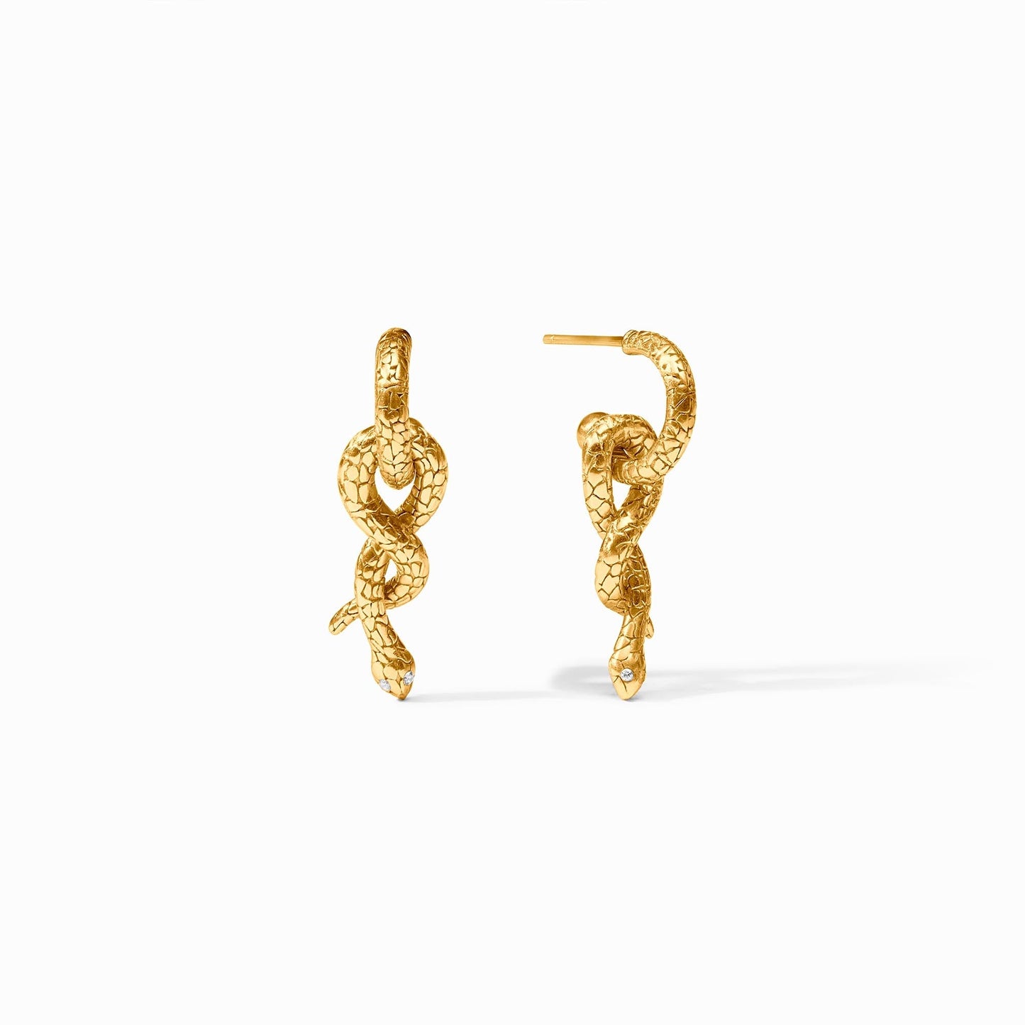 Snake Hoop& Charm Earring CZ
