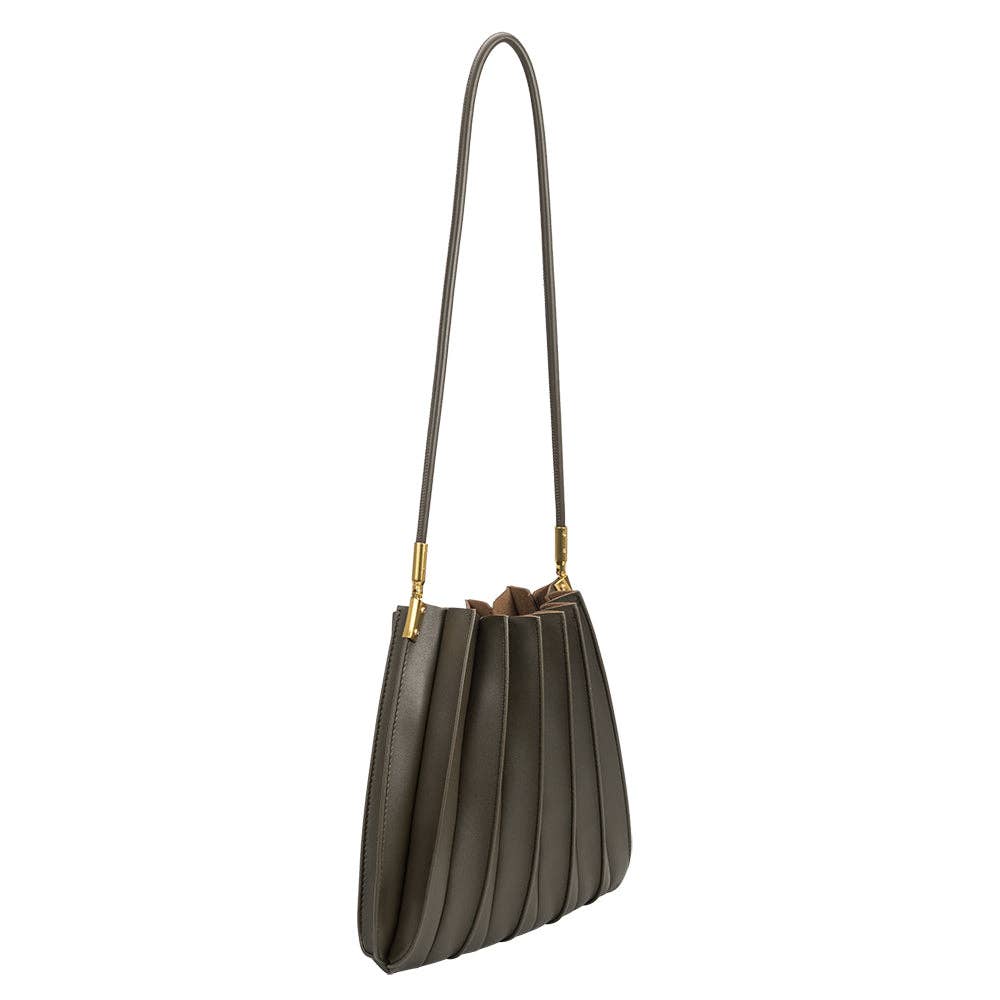 Carrie Olive Pleated Vegan Shoulder Bag Pre-Order 11/15