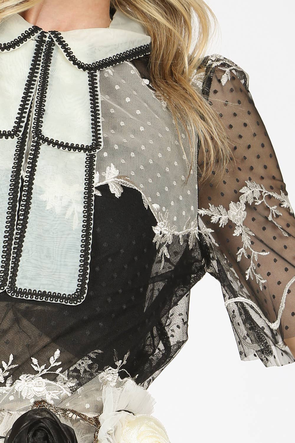 Polka Dot Sheer Mesh Blouse