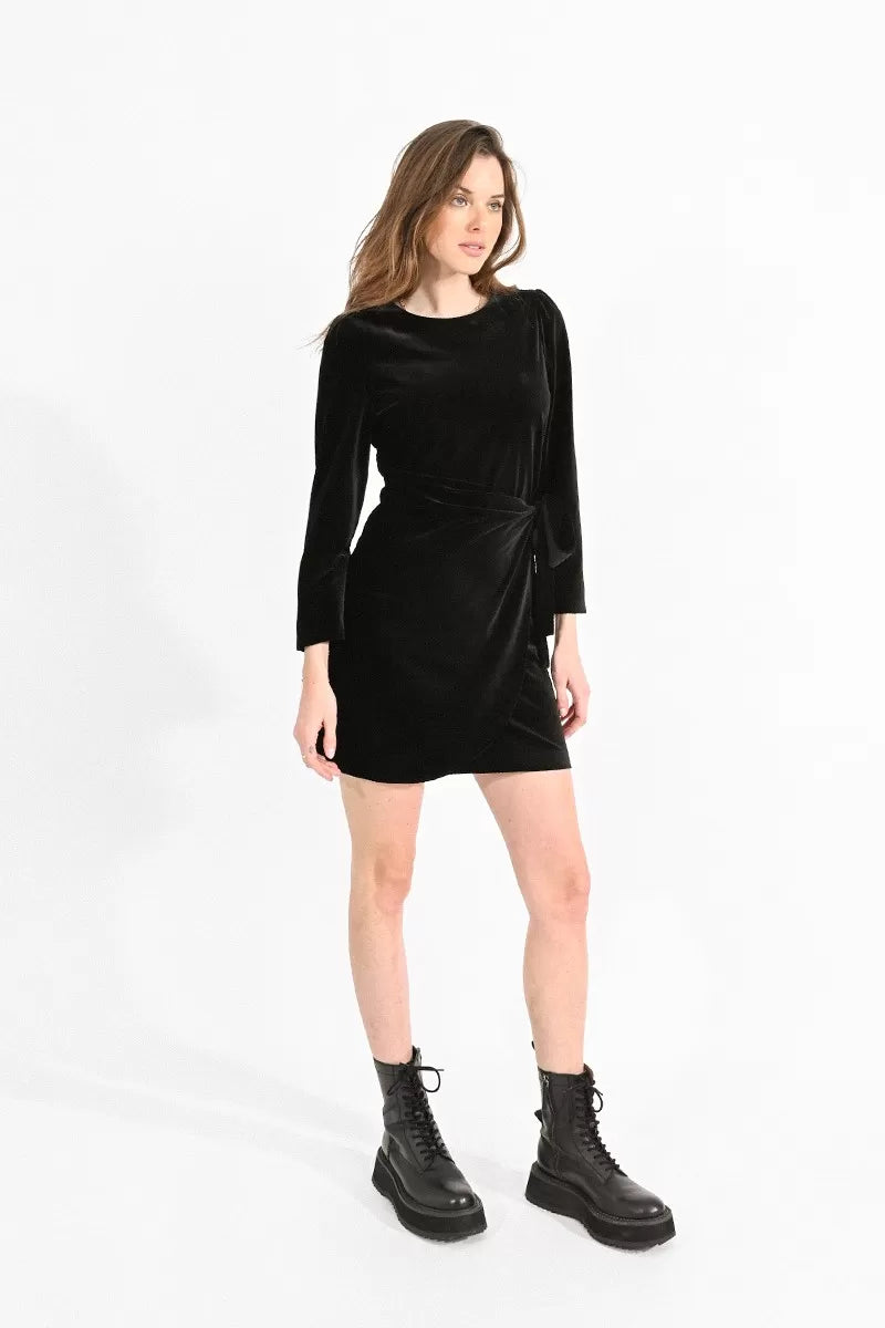 Asematric Semi Wrap Velvet Dress