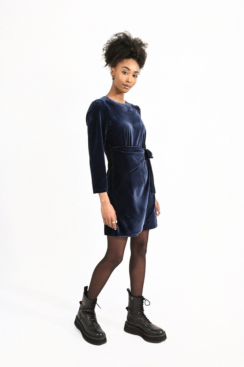 ASYMMETRIC VELVET DRESS