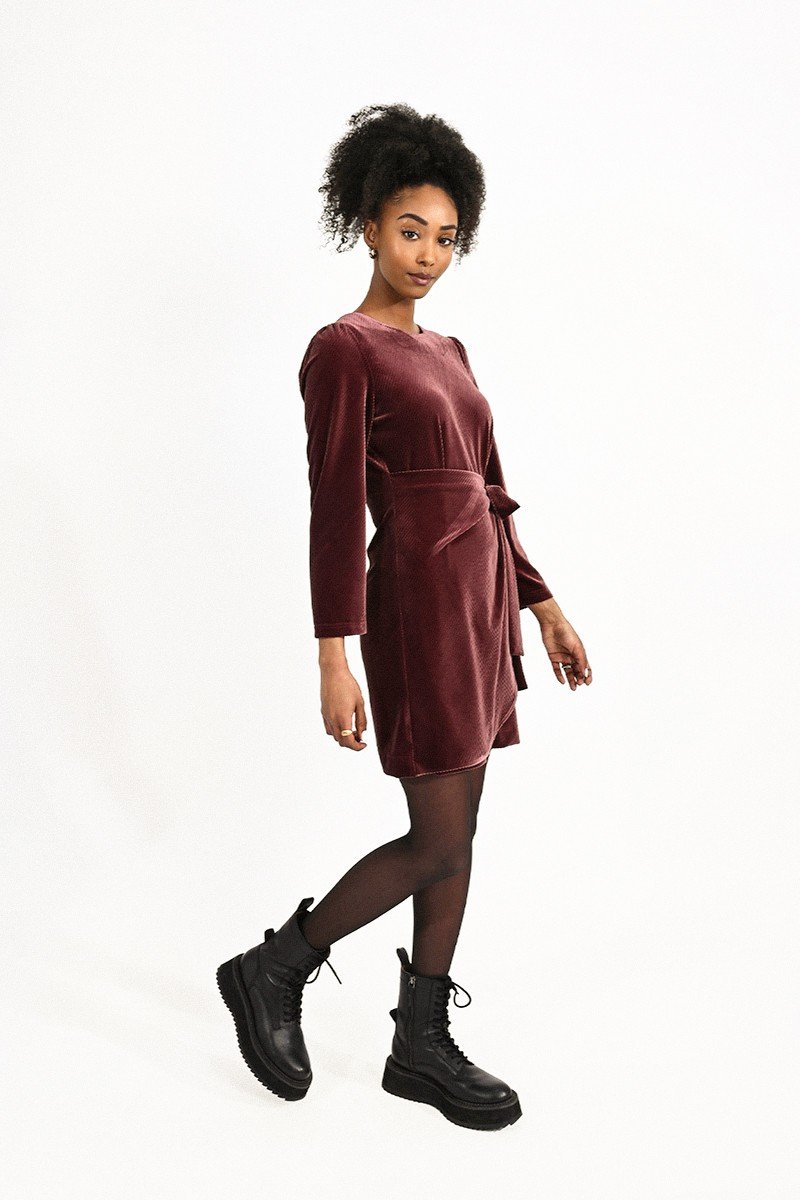 ASYMMETRIC VELVET DRESS