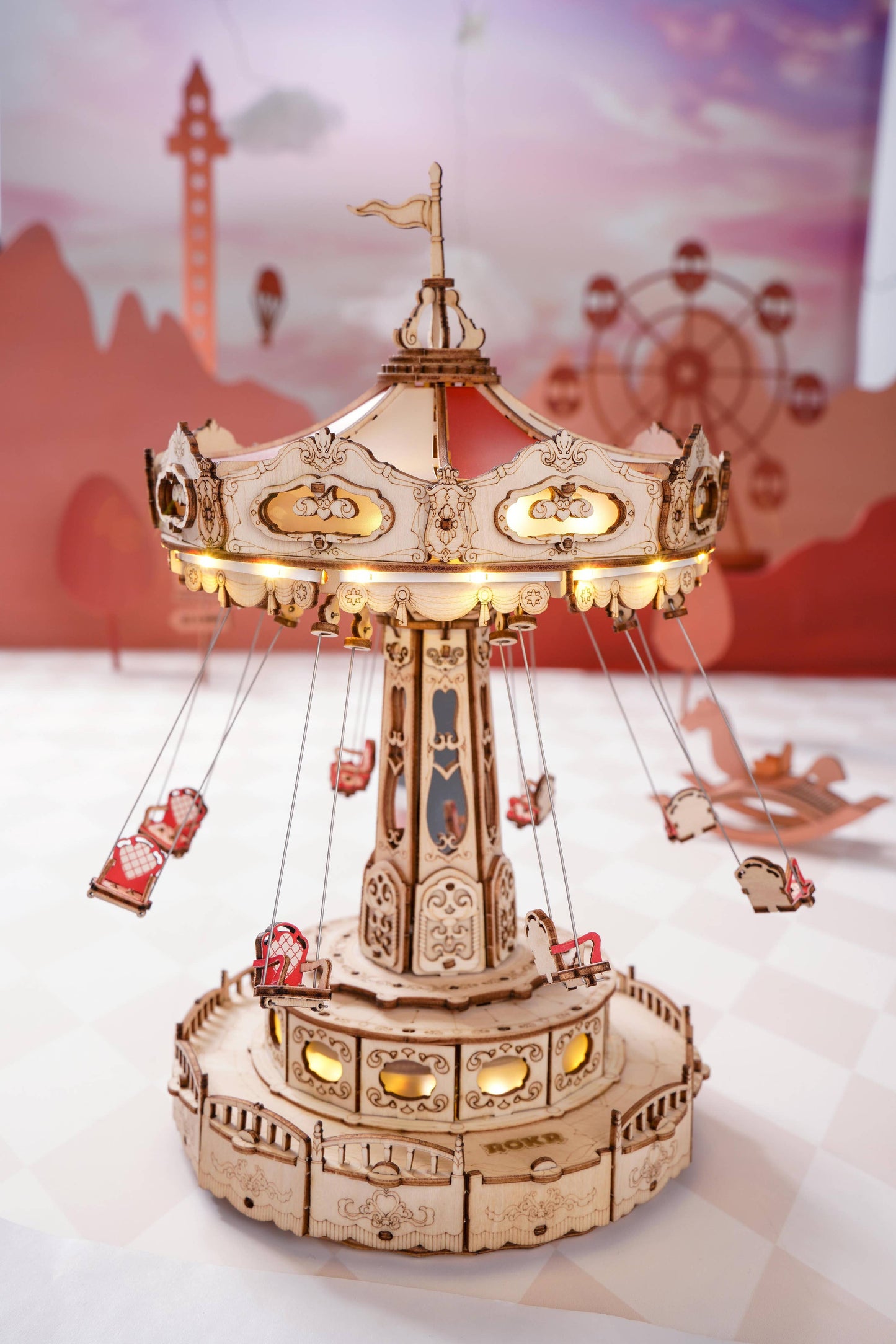 Electro-Mechanical Wooden Puzzle: Swing Ride Gift