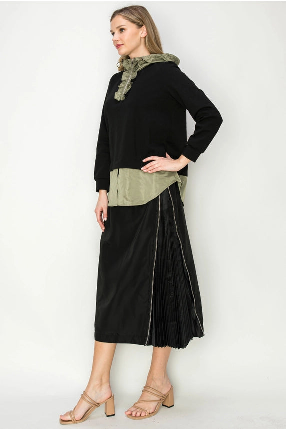 Skirt with Zipper Hidden Pleats