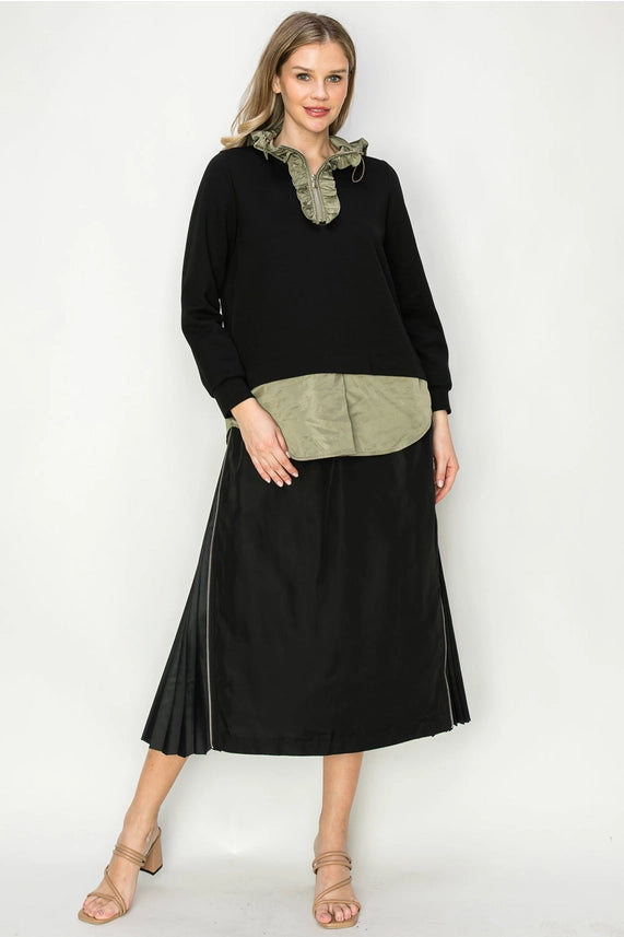 Skirt with Zipper Hidden Pleats
