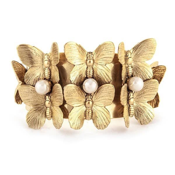 Butterflies with Pearls Cuff