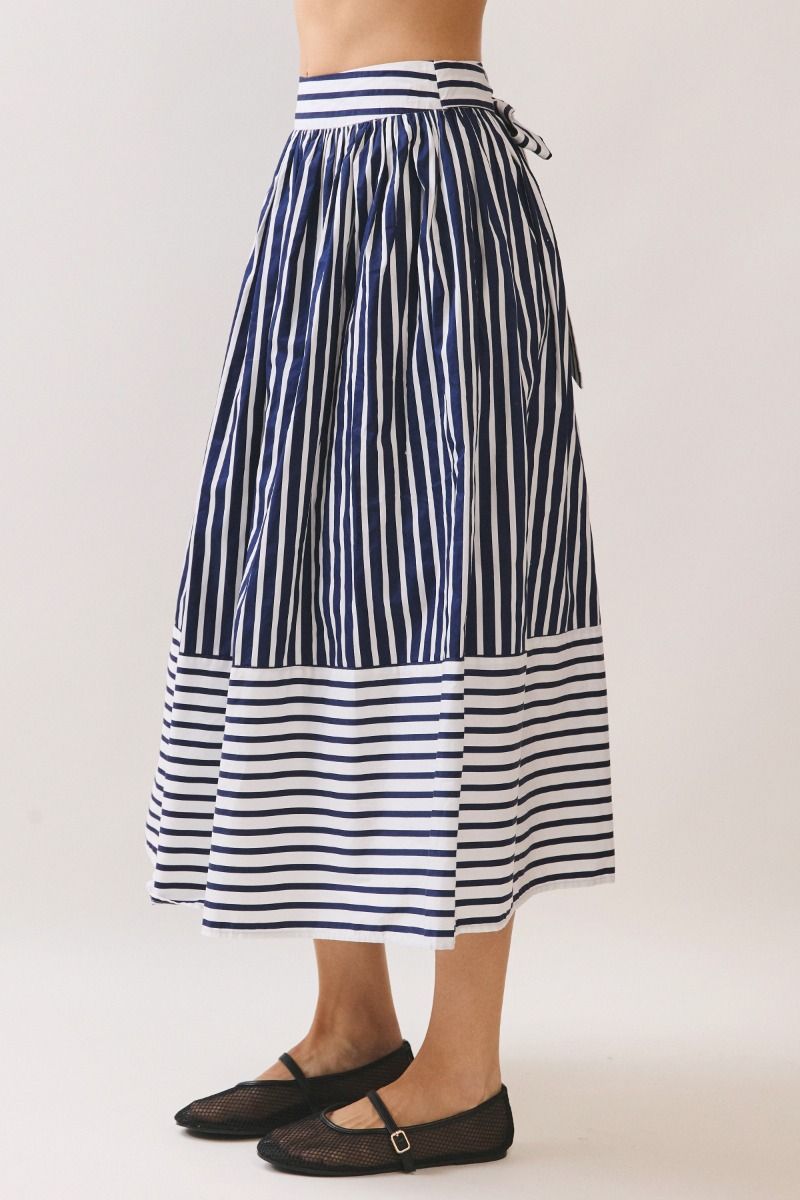 Multi Stripes Skirt w/ Sash Navy