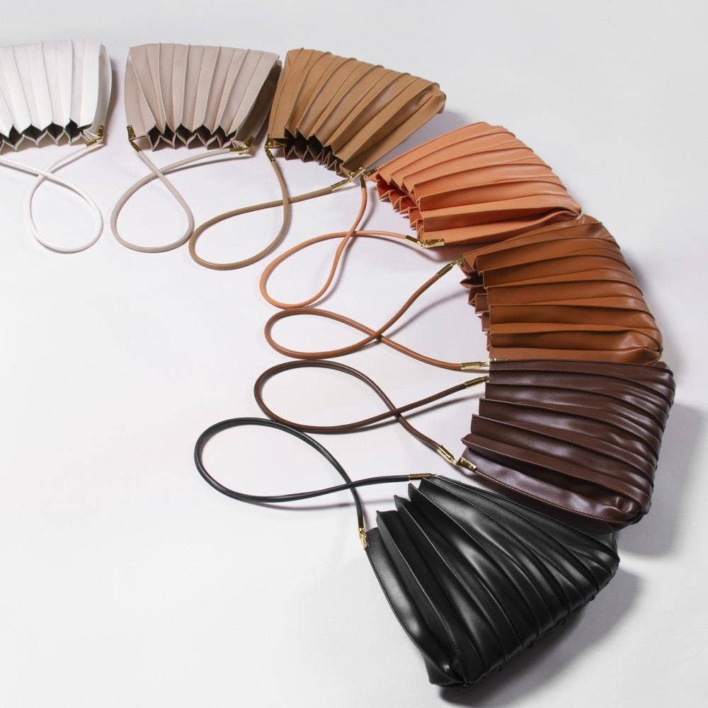 Carrie Ivory Pleated Vegan Shoulder Bag