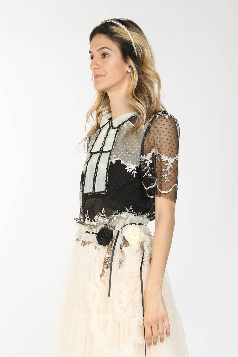 Polka Dot Sheer Mesh Blouse