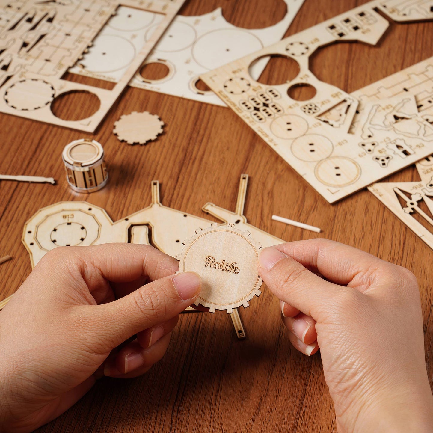 3D Laser Cut Wooden Puzzle: Drum Kit