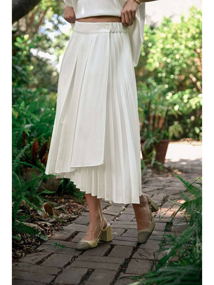 Black Mixed Pleats Skirt