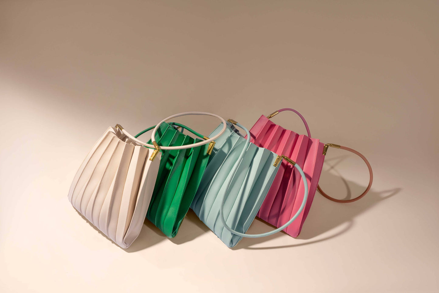 Carrie Ivory Pleated Vegan Shoulder Bag