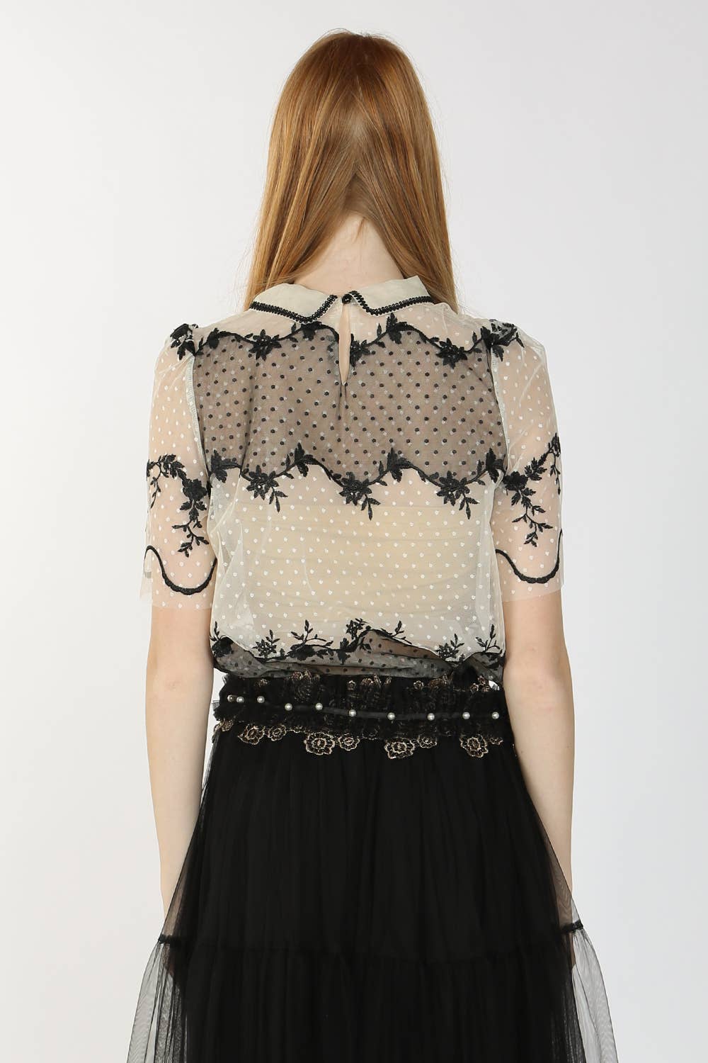 Polka Dot Sheer Mesh Blouse