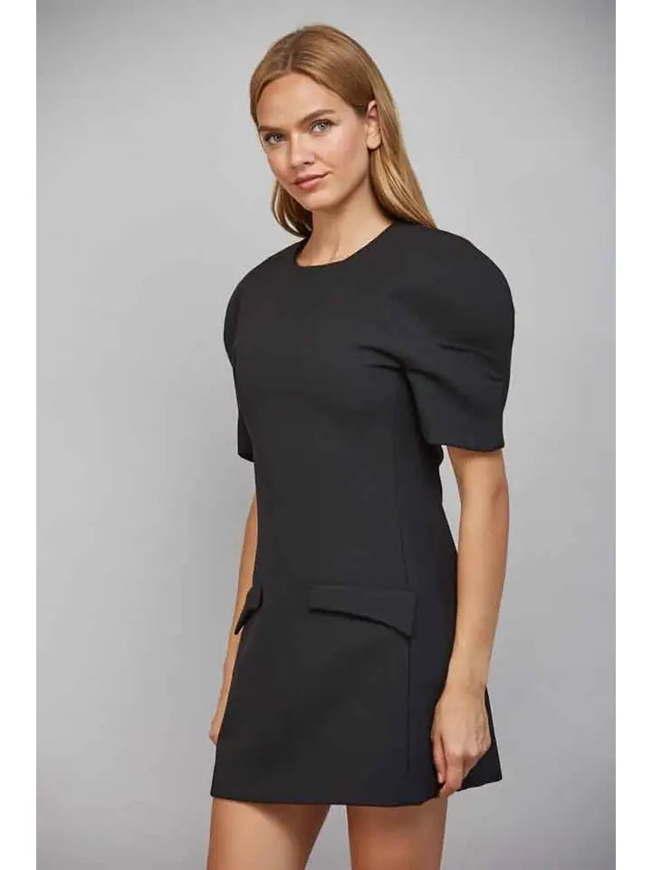 Flap Pocket Detail Structured Dress