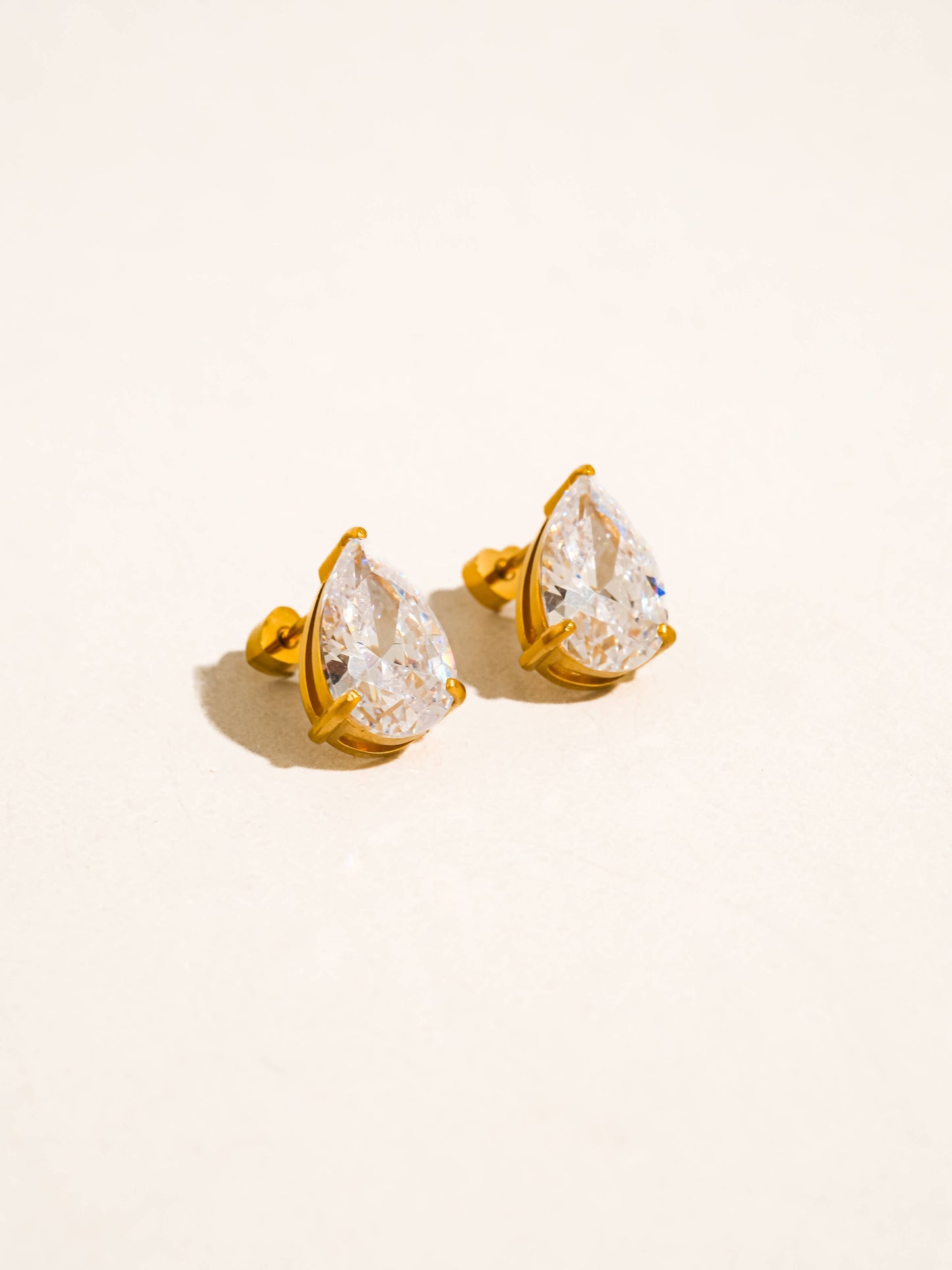 Avenn 18K Gold Non-Tarnish Round CZ Back Earrings: Yellow Gold / C-Round
