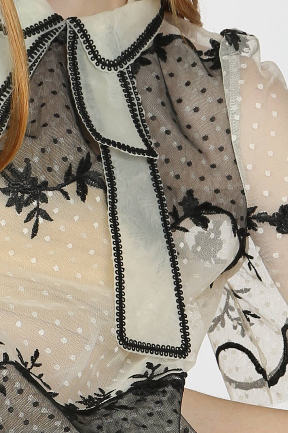 Polka Dot Sheer Mesh Blouse