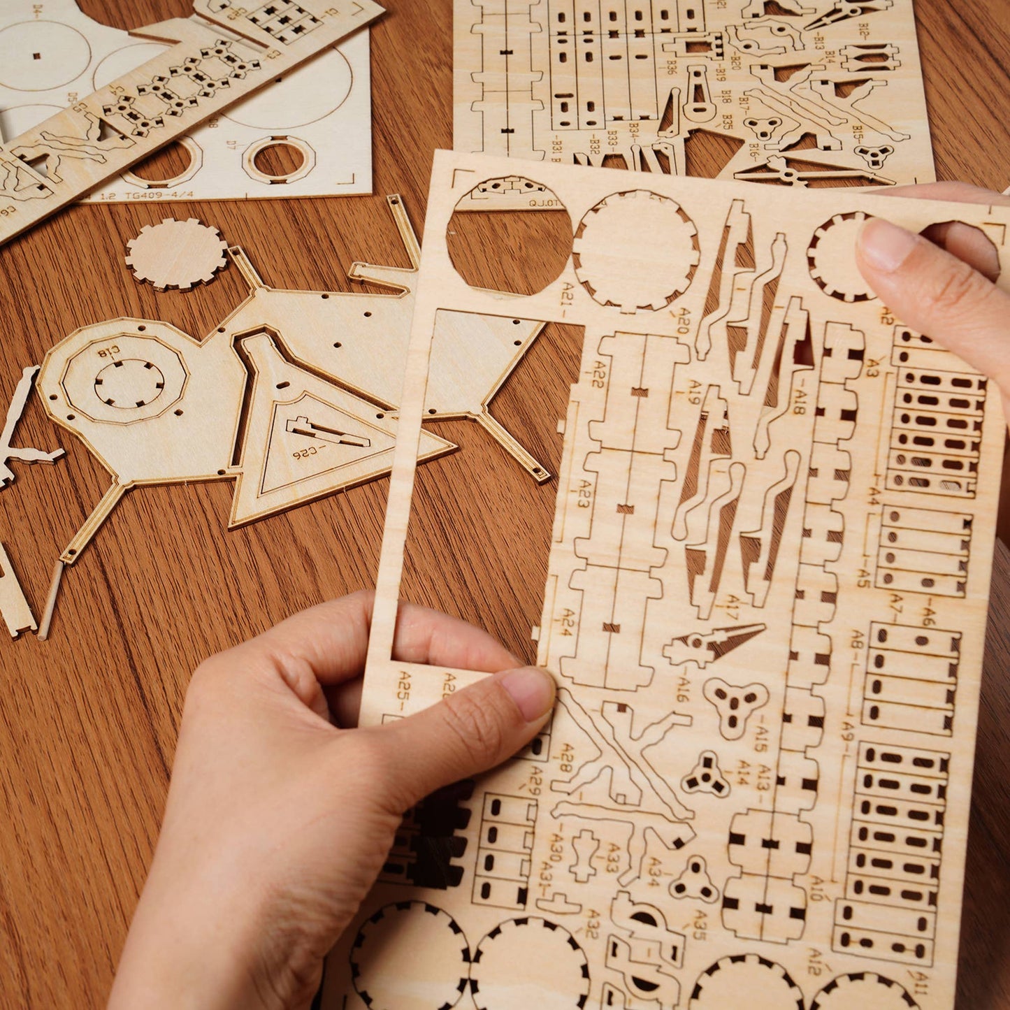 3D Laser Cut Wooden Puzzle: Drum Kit