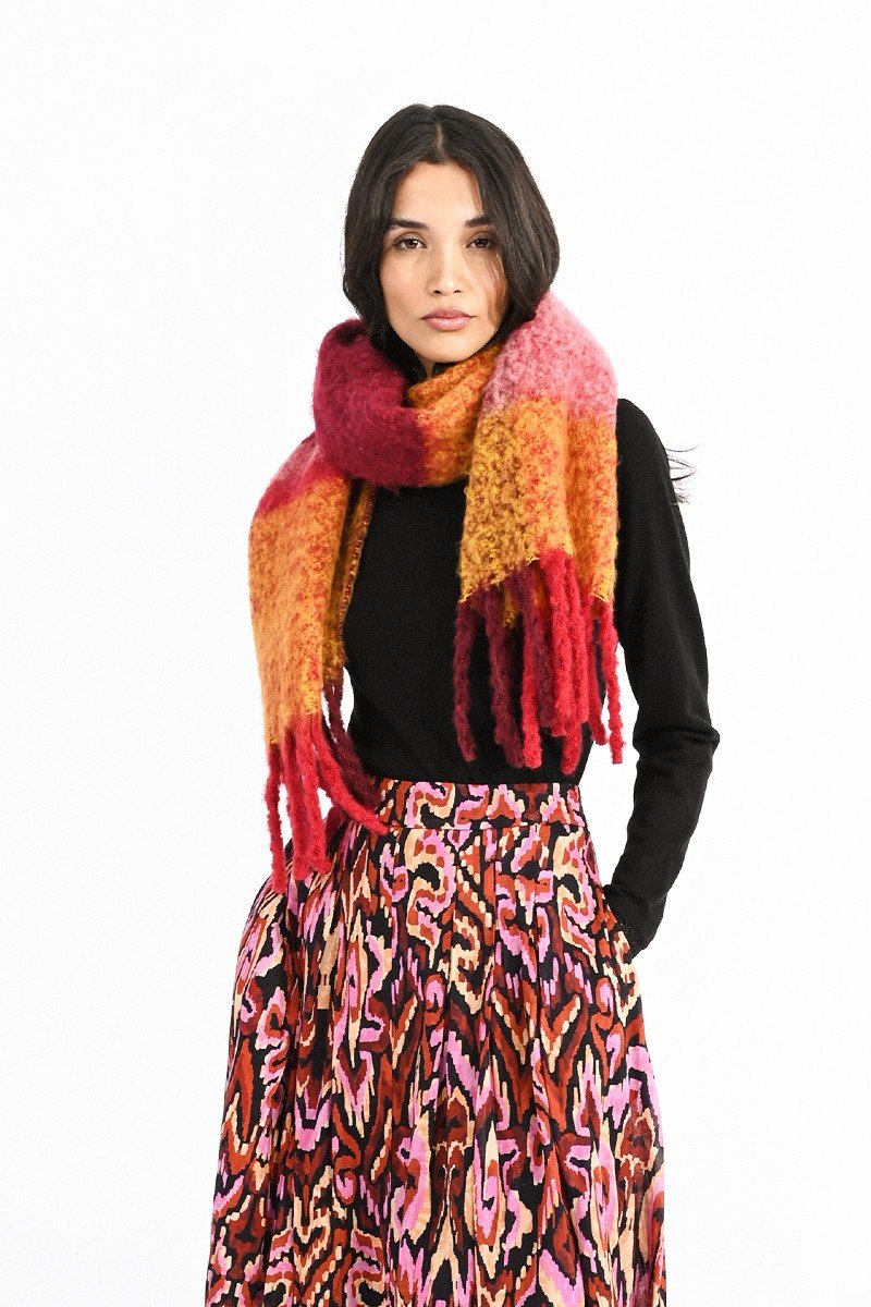 FLUFFY PLAID SCARF