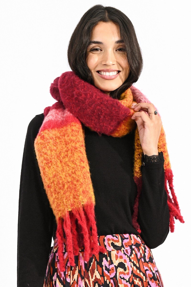 FLUFFY PLAID SCARF