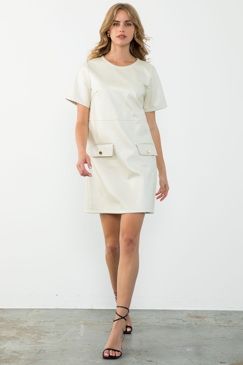 Short Sleeve Leather Dress