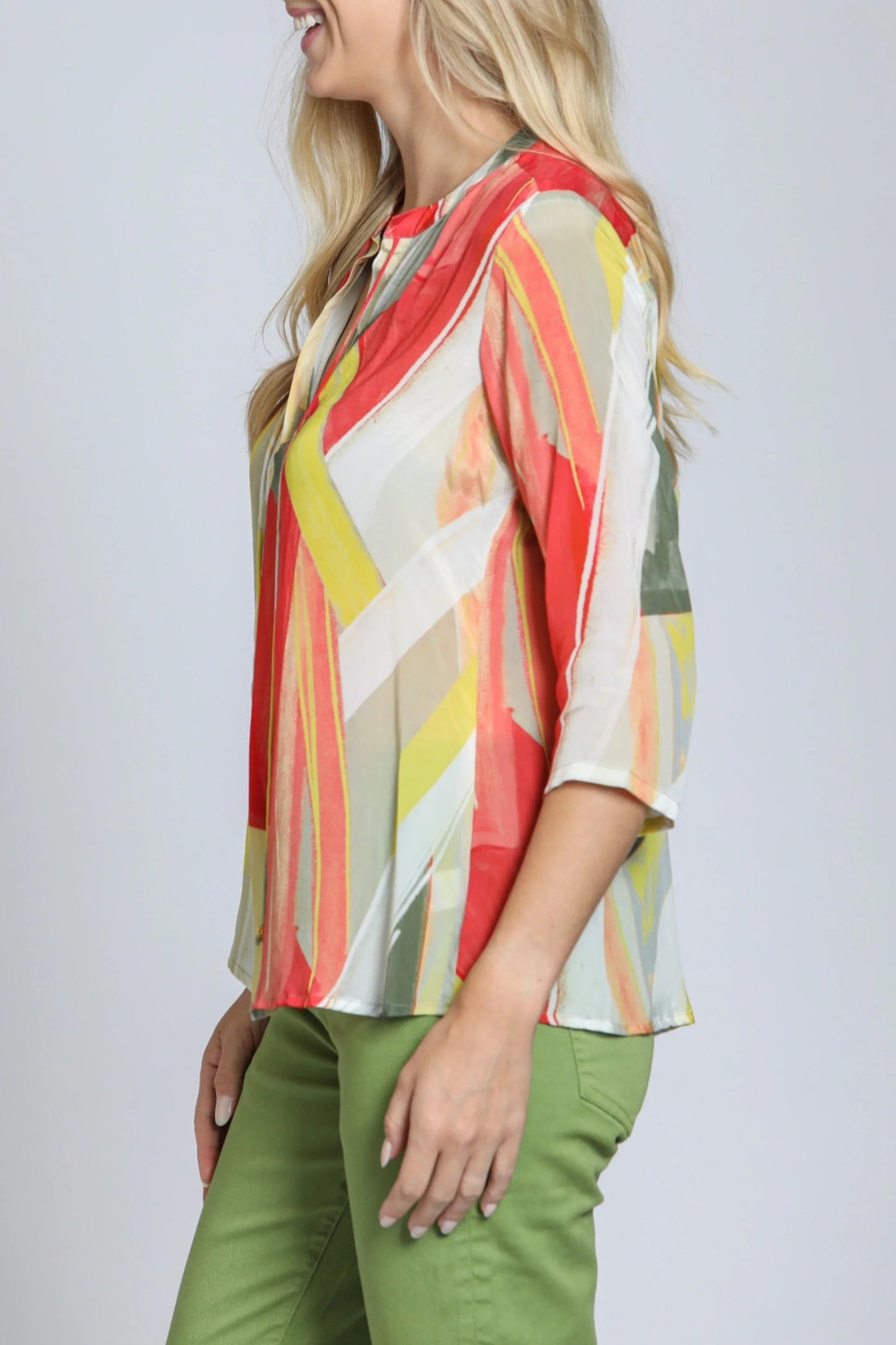 V-Neck w/Tassel Orange/Yellow Multi Top