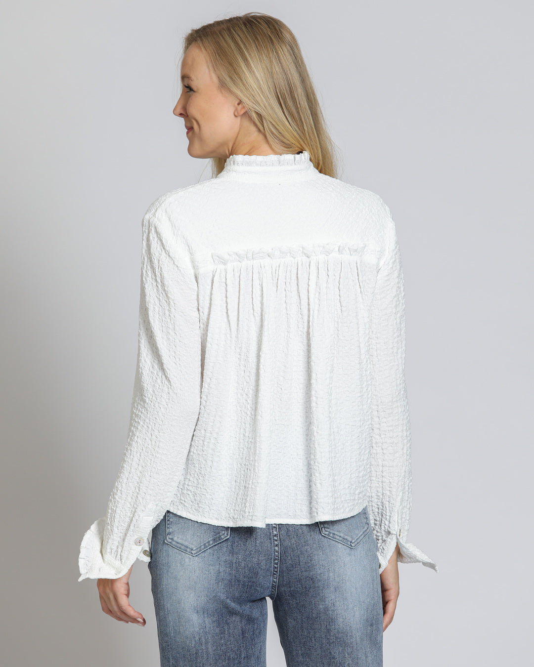 Cropped Check Shirt W/ Ruffles