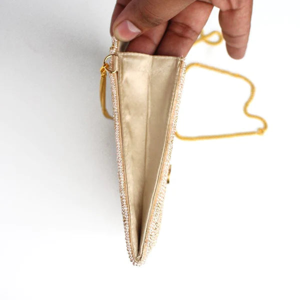 Beaded Envelope Handbag Nude/Gold