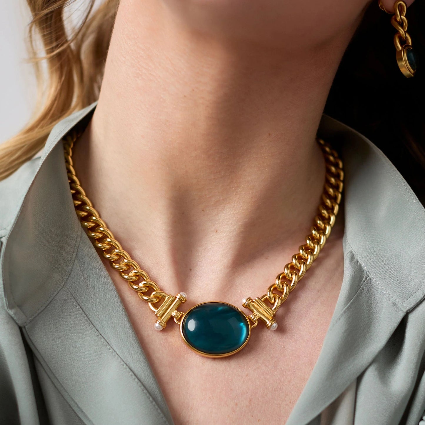 Dolce Statement Necklace Gold Clear Crystal