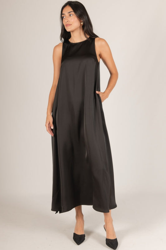 Satin Flowy Maxi Tank Dress