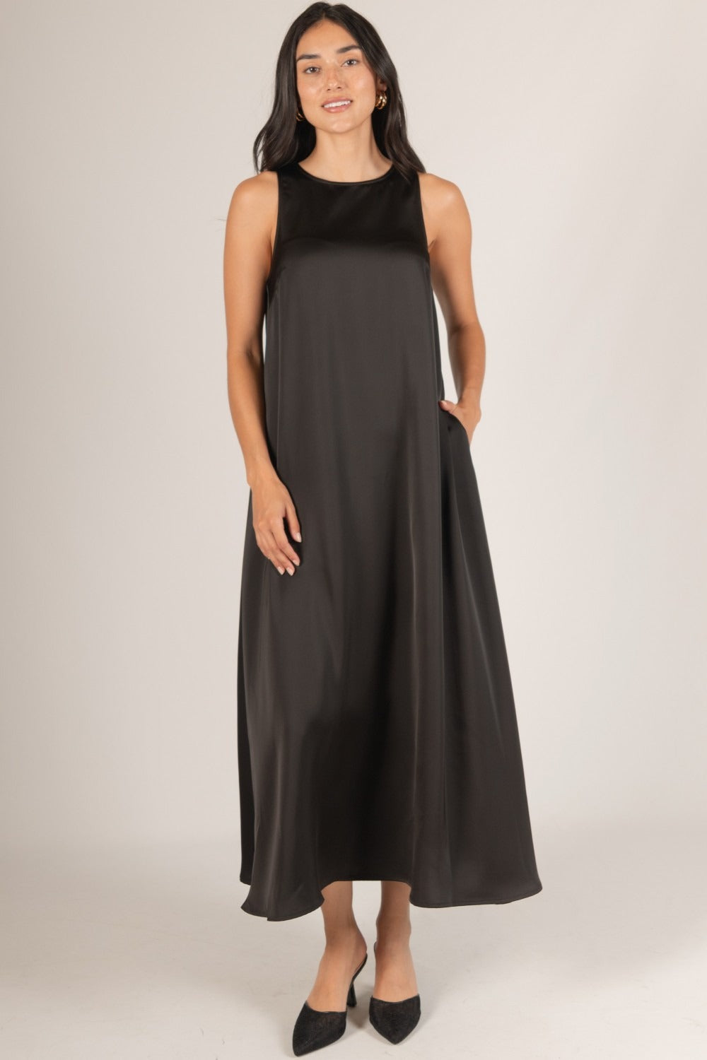 Satin Flowy Maxi Tank Dress