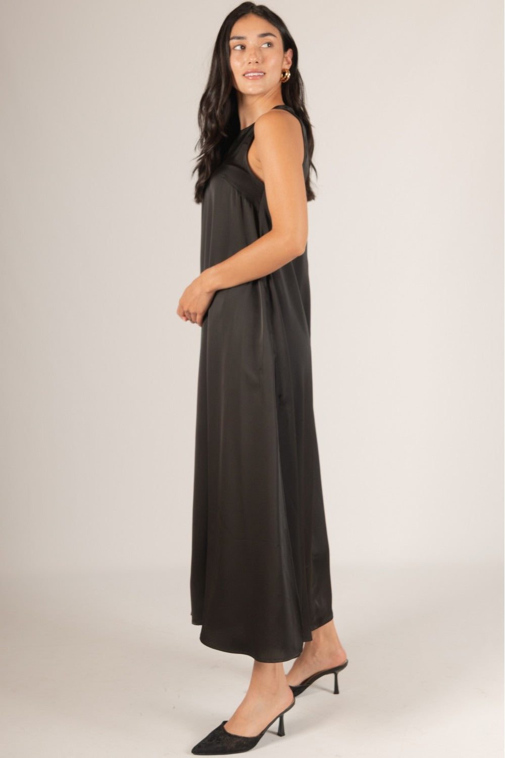 Satin Flowy Maxi Tank Dress