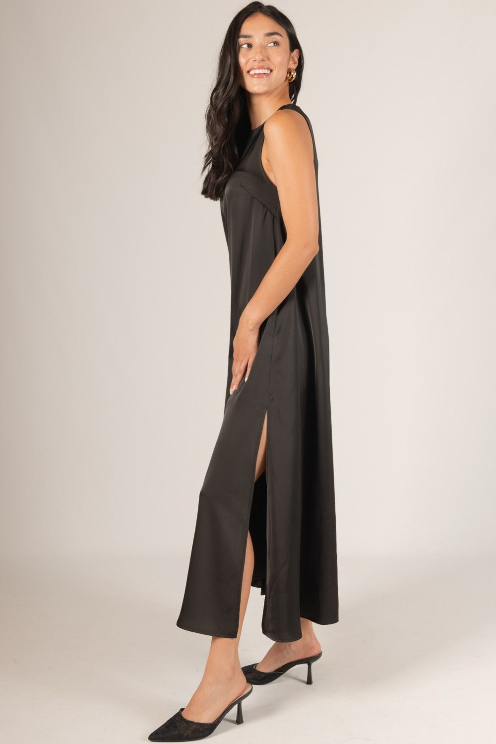 Satin Flowy Maxi Tank Dress