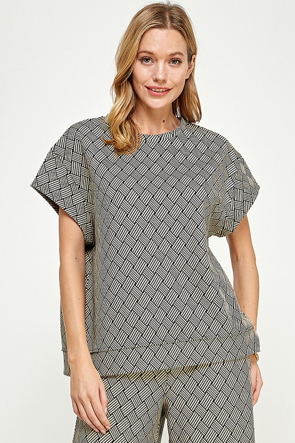 BROWN TEXTURED LOUNGE TOP