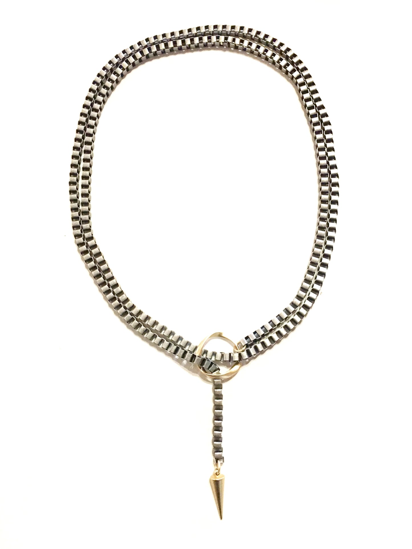 Dylan Necklace oxidized silver/gold spike