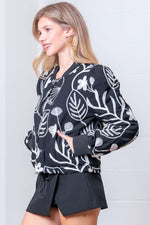 Embroidered Black Front Button Jacket