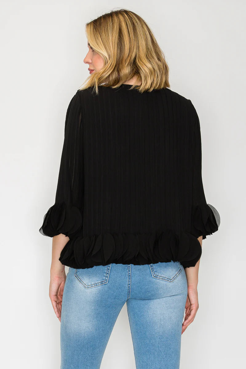 Woven Pleated Top Black or Red