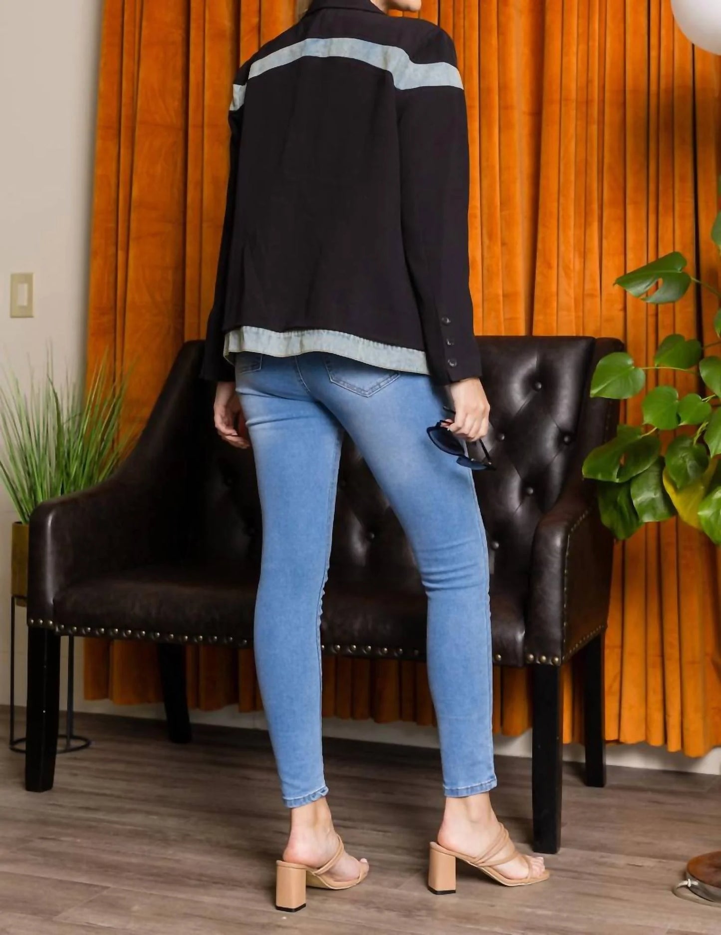 Jacket w/Denim Inset