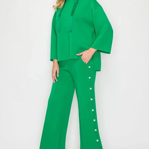Emerald Pearl Trimmed Pant