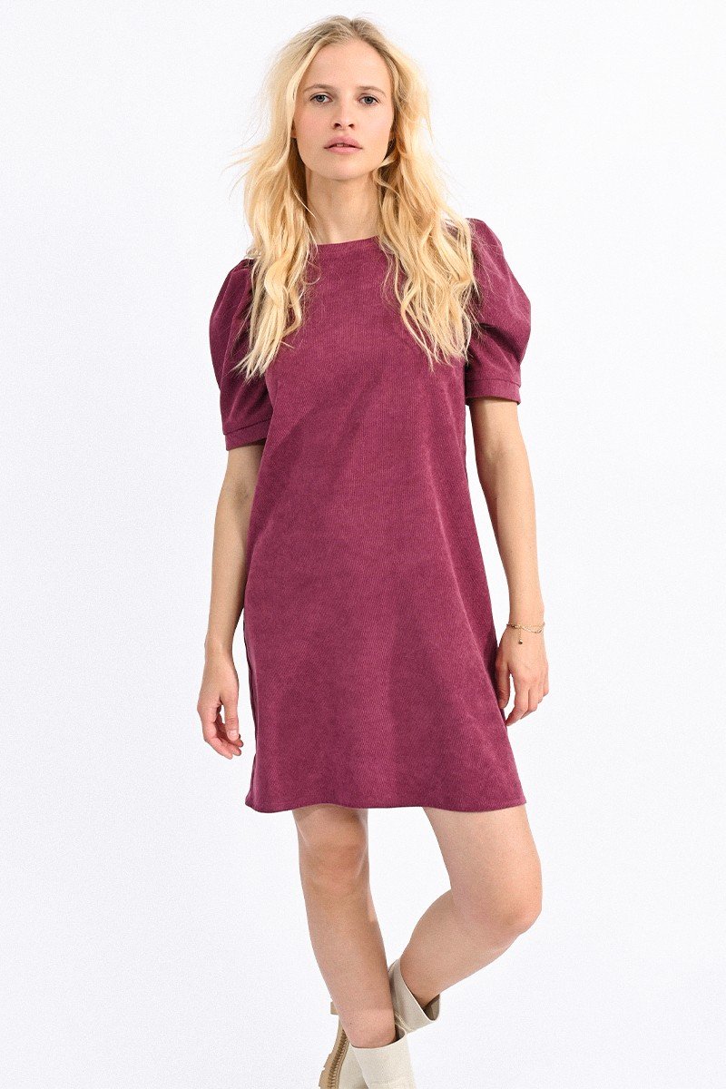 MINI VELVET DRESS WITH PUFF SLEEVES